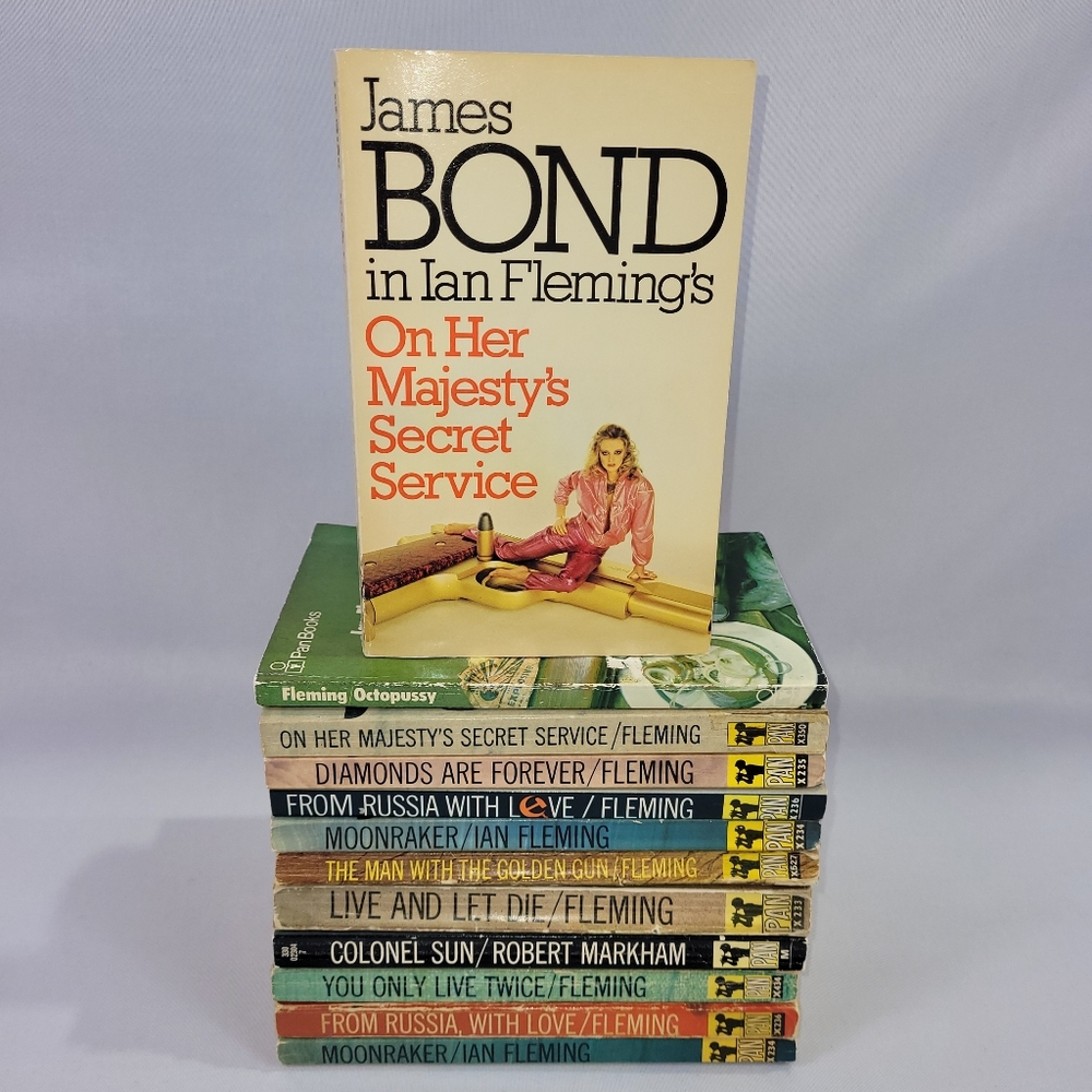 Ian Fleming James Bond Vintage Pan Softcover Book Novel 12 Set 1960s Spy Movie